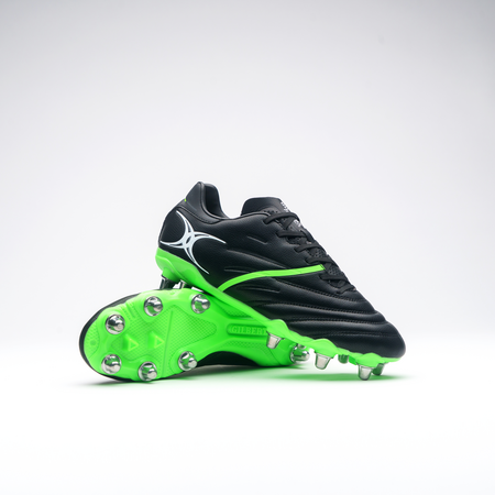 Gilbert Sidestep X20 Power 8S Rugby Boots Black/Fluo Green