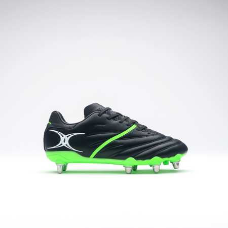 Gilbert Sidestep X20 Power 8S Rugby Boots Black/Fluo Green