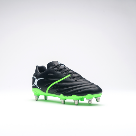 Gilbert Sidestep X20 Power 8S Rugby Boots Black/Fluo Green