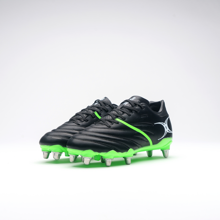 Gilbert Sidestep X20 Power 8S Rugby Boots Black/Fluo Green