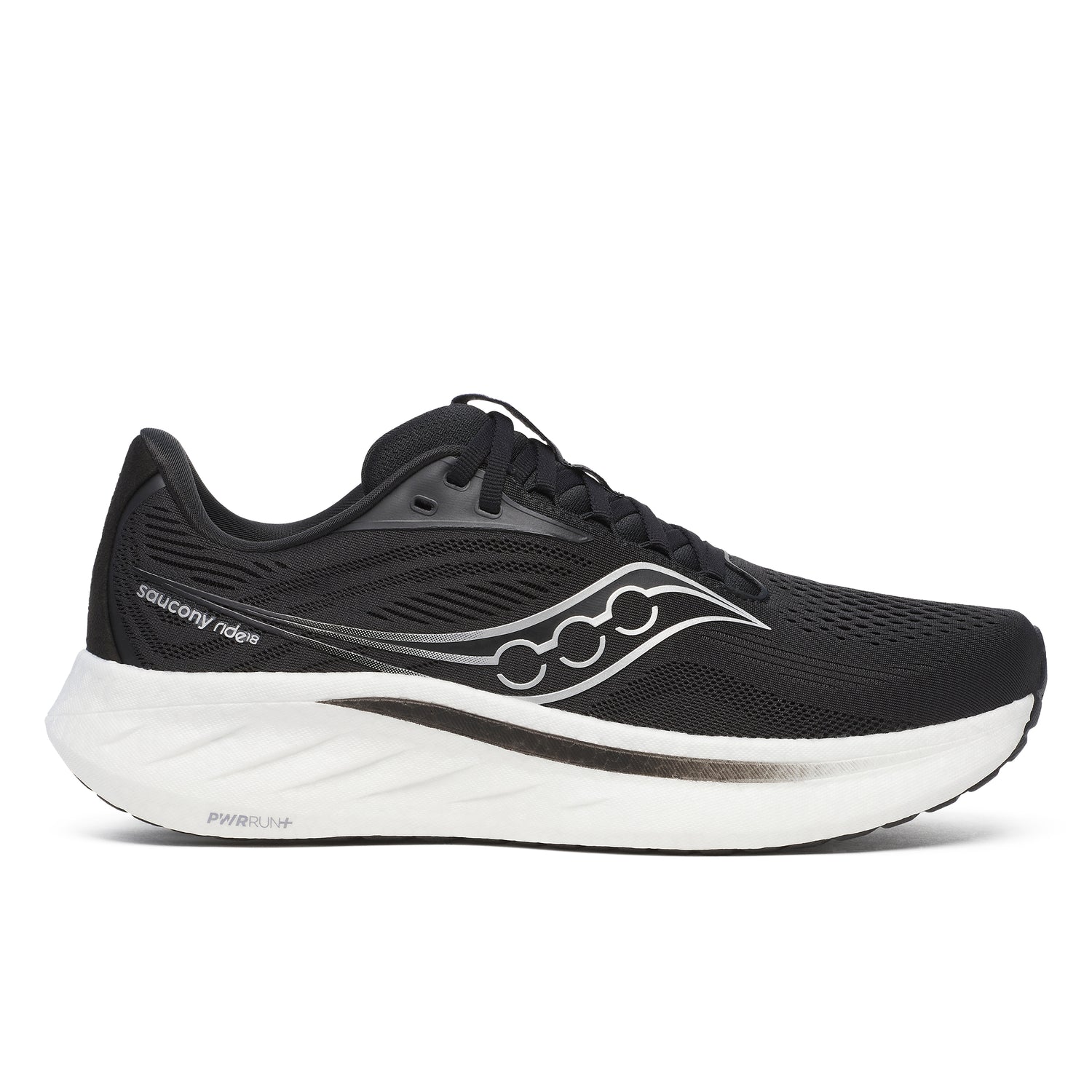 Saucony Men's Ride 18 Running Shoes Black/White