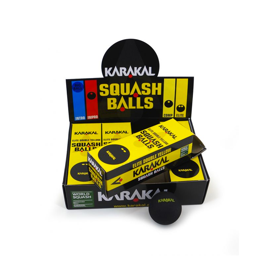 Karakal Double Yellow Dot Squash Balls - Pack of 3