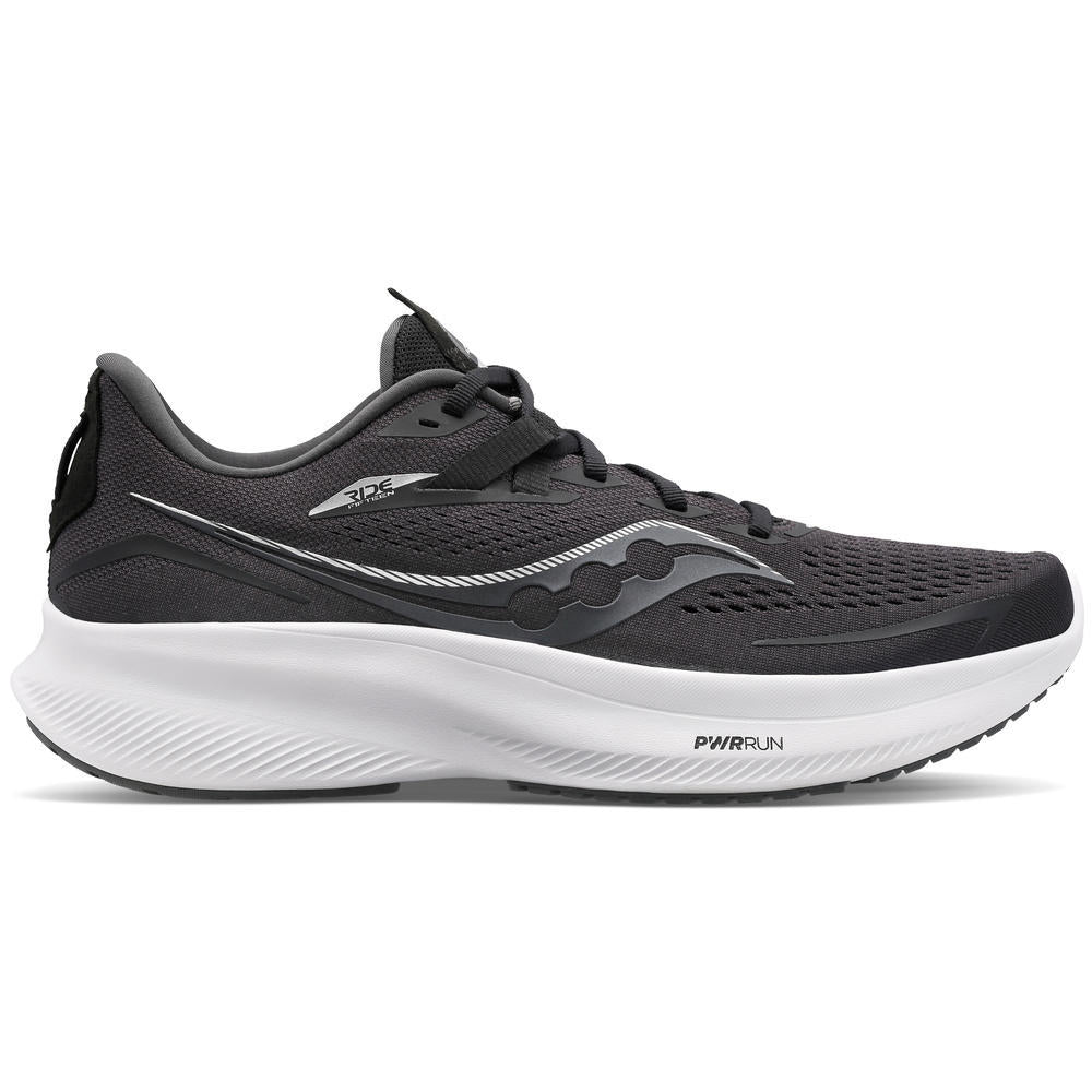 Saucony Men's Ride 15 Running Shoes Black/White
